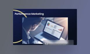 Mockup desktop del servizio "Performance Marketing" nel sito Yobee