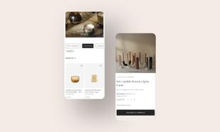 Mockup di due schermate mobile raffiguranti il gate di categoria o e il singolo prodotto della Boutique di Vincenzo Dascanio