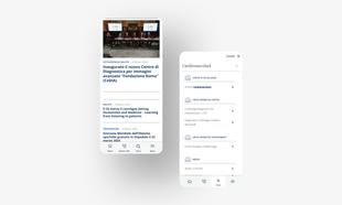 Mockup mobile delle news e ricerca dell'Ospedale Isola Tiberina