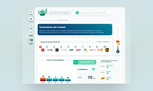 Mockup desktop della pagina "Termometro dei reclami" di Consumatori.it