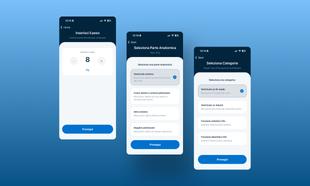 Tre schermate mobile del flusso dell'applicazione VeterinHeart